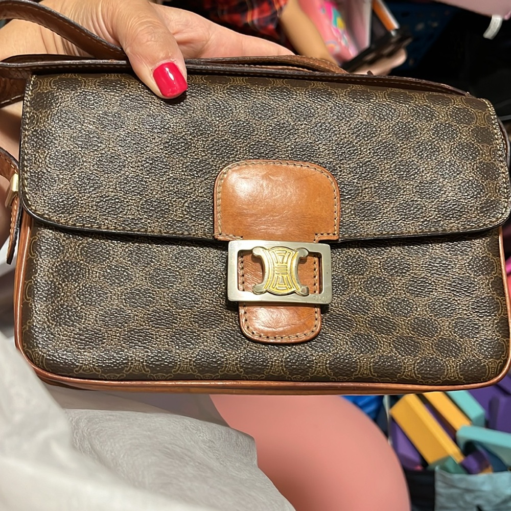 Vintage Celine triomphe macadam shoulder bag
